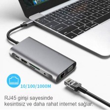 Polhammobile 10IN1 Hub 100W 4K HDMI VGA RJ45 Pd USB 3.0 Hub Adaptör Çoklayıcı Macbook Pro Dönüştürücü