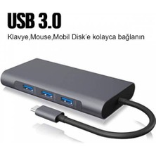 Polhammobile 10IN1 Hub 100W 4K HDMI VGA RJ45 Pd USB 3.0 Hub Adaptör Çoklayıcı Macbook Pro Dönüştürücü