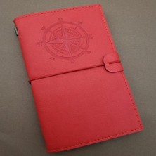 Tuğra Ticaret Pusula Tasarımlı Kırmızı Deri Defter Hediyelik