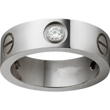 X-lady Accessories Kartier Taşlı Yüzük Silver Renk 20 Numara