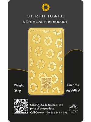 Harem Altın 50 gr 999.9 Gram Külçe Altın