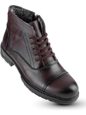 Kaptan Junior Hakiki Deri Kışlık Erkek Bot İçi Kürklü Kauçuk Kaymaz Tabanlı