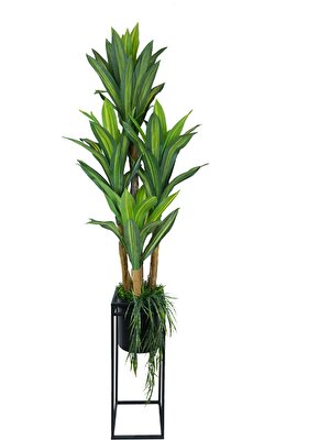 Modern Çiçek Ayaklı Metal Saksıda Yapay Dracaena Ejderha Ağacı