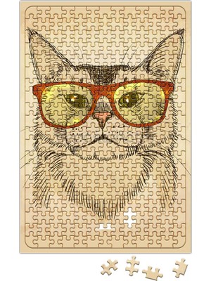 Baskı Dükkanı Gözlüklü Kedi Cats Puzzle 240 Parça Yapboz