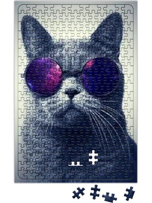 Baskı Dükkanı Gözlüklü Kedi Cats Puzzle 240 Parça Yapboz
