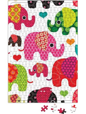 Baskı Dükkanı Renkli Filler Puzzle 240 Parça Yapboz