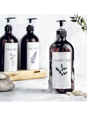 Lalezen Şampuan Etiketli Amber Cam Şişe 500 ml