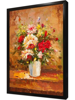 Tablosan Vazoda Çiçekler Çerçeveli Mdf Tablo