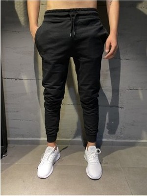 Feville Erkek Slim Fit Dar Kesim Jogger Siyah Eşofman Altı