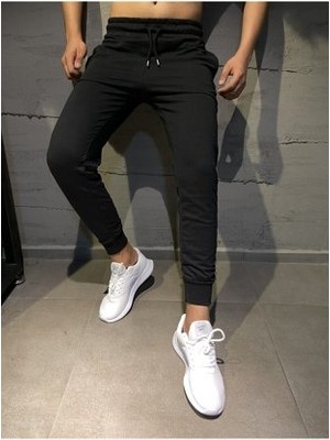 Feville Erkek Slim Fit Dar Kesim Jogger Siyah Eşofman Altı