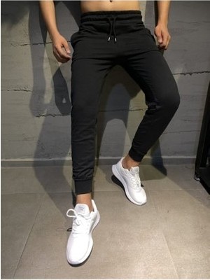 Feville Erkek Slim Fit Dar Kesim Jogger Siyah Eşofman Altı