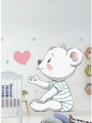 Kt Grup Mavi Pijamalı Sevimli Ayıcık Bebek Odası Duvar Sticker