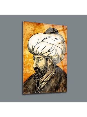 SRD Concept Fatih Sultan Mehmet Portre Cam Tablo-Padişah Tablosu