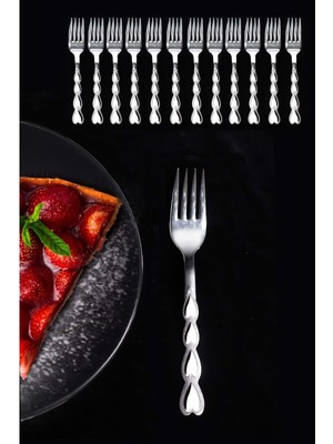 Doğuş Mutfak Tatlı Çatalı Kalpli Paslanmaz Çelik 12 Adet