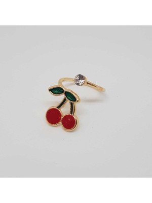 Alp Collection Bybag Sarı Kiraz Figürlü Kadın Boyu Ayarlanabilir Bayan Yüzük