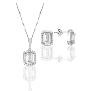 Söğütlü Silver Gümüş Baget Taşlı Ikili Set