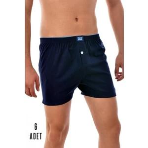 6 Adet Tutku Pamuklu Düğmeli Erkek Boxer Lacivert 0117