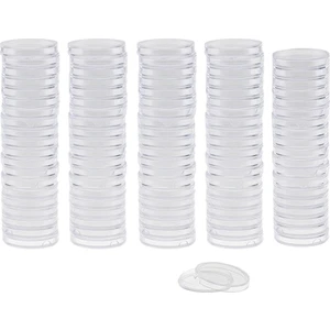 100 Adet Temizle Plastik Sikke Kapsül Tutucular Vitrin Kutusu Koleksiyonu 28MM (Yurt Dışından)