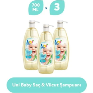 Uni Baby Saç Ve Vücut Şampuan 700 Ml X 3 Adet