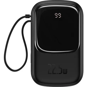 Q Pow Dijital Ekranlı 22.5W 20.000 Mah Type-C Kablolu Powerbank Siyah