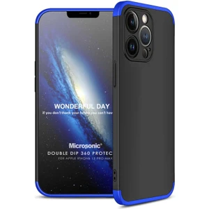 Apple iPhone 13 Pro Max Kılıf Double Dip 360 Protective Siyah Mavi