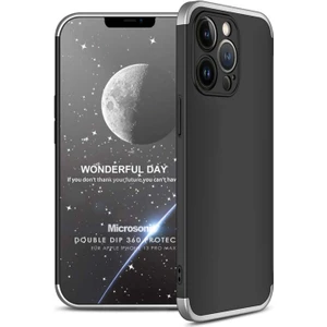 Apple iPhone 13 Pro Max Kılıf Double Dip 360 Protective Siyah Gri