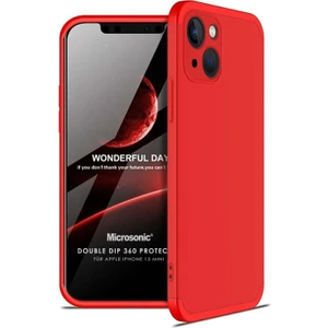 Apple iPhone 13 Mini Kılıf Double Dip 360 Protective Kırmızı