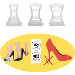 Topuklu Ayakkabı Sesi Önleyici Şeffaf Aparat 3 Çift ( S-M-L) Ofis Içi Topuk Sesi Önleyici Kesici