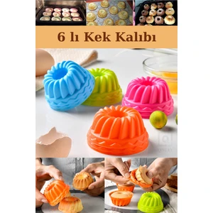 Pratik 6 Lı Mini Kek Kalıbı 3D Kurabiye Pasta Muffin Kalıpları Silikon Pişirme Kalıbı