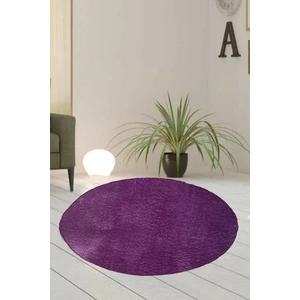 Yuvarlak Post Peluş Banyo Paspas Takımı Lila  X