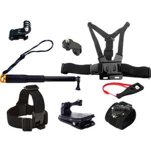 ST011 Gopro 10 Sjcam SJ4000 Eken H9R Aksiyon Kameralarla Uyumlu 11 Parça Kafa Bandı Göğüs Kemeri J-Hook Çanta Klipsi 360 Derece Bilekli Monopod Seti