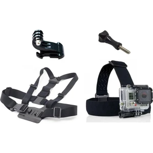 ST004 Gopro 10 Sjcam SJ4000 Eken H9R Aksiyon Kameralarla Uyumlu 4 Parça Kafa Bandı Göğüs Kemeri J-Hook ve Vida Seti