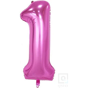 80 cm Pembe Folyo 1 Rakam Balon 34 Inc Parti Sayı Doğumgünü Balonu