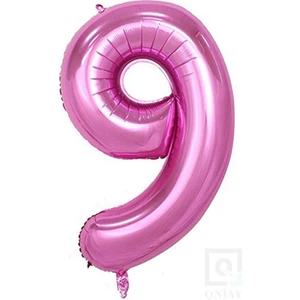 80 cm Pembe Folyo 9 Rakam Balon 34 Inc Parti Sayı Doğumgünü Balonu