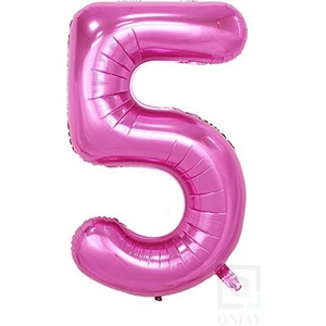 100 cm Pembe Folyo 5 Rakam Balon 40 Inc Parti Sayı Doğumgünü Balonu