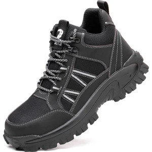 Çelik Burunlu Güvenlik Ayakkabıları Erkek Hafif Nefes Alabilir Delinmez Hafif Sneaker Kaymaz Endüstriyel  Inşaat Iş Ayakkabıları  (Yurt Dışından)