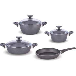 7 Parça Granit Tencere Set Gri
