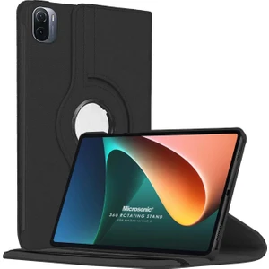 Xiaomi Mi Pad 5 Kılıf 360 Dönerli Stand Deri Siyah