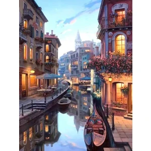 Womb Hobby Venedik Kanal Sayılarla Boyama Seti 60 x 75 cm (Tuvale Gerili)