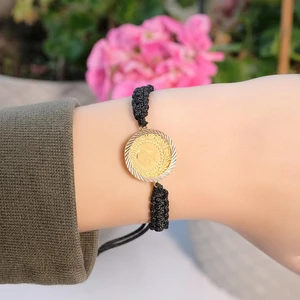 Aytek Gold Kalemli Çerçeveli Çeyrekli Bileklik