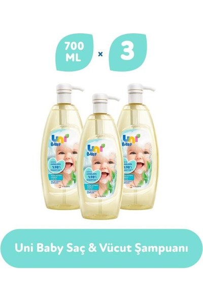 Uni Baby Saç ve Vücut Şampuan 700 ml * 3 Adet