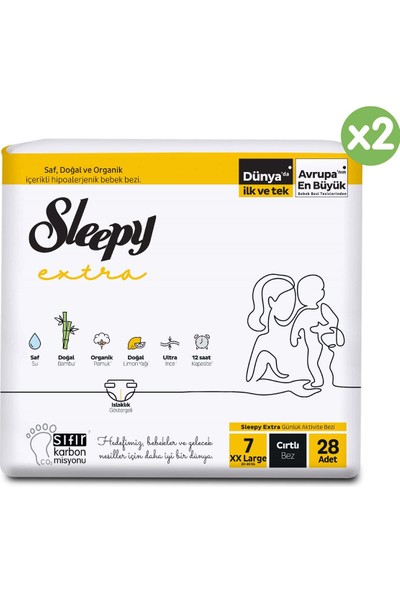 Sleepy Extra Günlük Aktivite Süper Paket Bebek Bezi 7 Numara Xxlarge 56 Adet