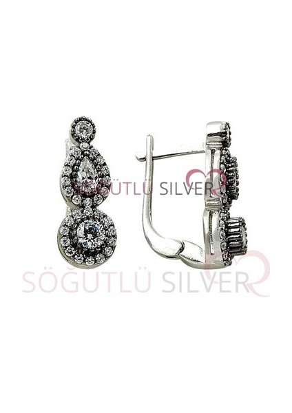 Rodyumlu Zirkon Taşlı Elmas Montürlü Tria Damla Modeli Üçlü Set fırsatları