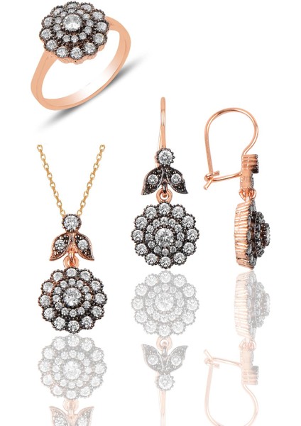 Gümüş Elmas Möntürlü Üçlü Set