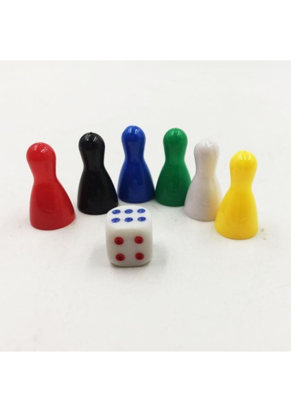 6 Adet 25MM Vintage Yedek Plastik Oyun Parçaları Satranç ve Zar Çocuk Oyuncak (Yurt Dışından)