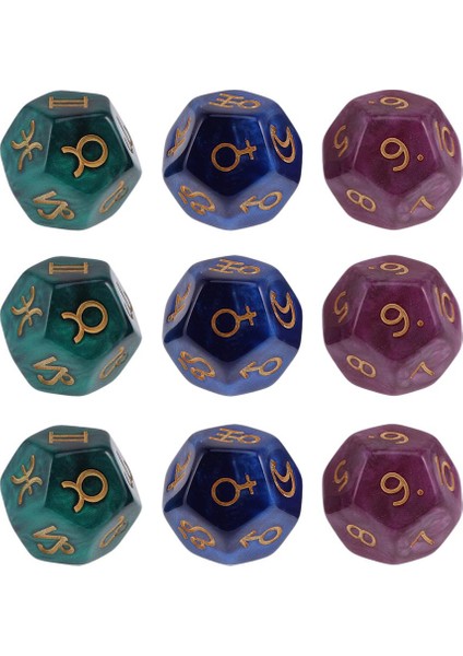 9x Akrilik Astroloji Dices Tarot Takımyıldızı Kovina Çocuk Oyuncakları Için Set (Yurt Dışından)
