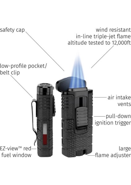 Tactical Triple Lighter Black Çakmak