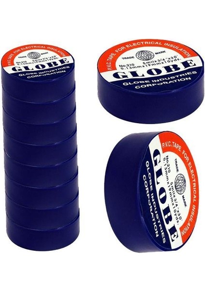 Izole Bant Lacivert 10'lu Paket Pvc Elektrik Izolasyon Bandı