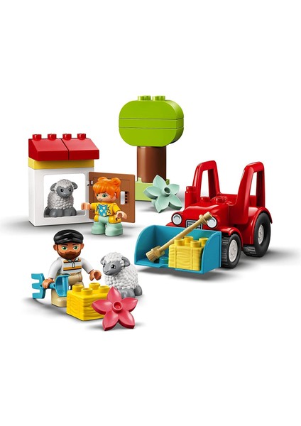 DUPLO® Town Çiftlik Traktörü ve Hayvan Bakımı 10950 Küçük Çocuklar için Oyuncak Traktör ve 2 Koyun İçeren Yaratıcı bir Oyun Seti (27 Parça)