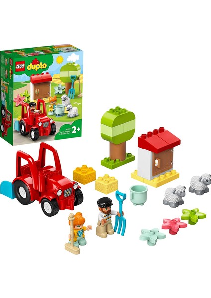 DUPLO® Town Çiftlik Traktörü ve Hayvan Bakımı 10950 Küçük Çocuklar için Oyuncak Traktör ve 2 Koyun İçeren Yaratıcı bir Oyun Seti (27 Parça)